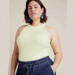 Anthropologie Lemon Yellow Knit Tank 1X Plus